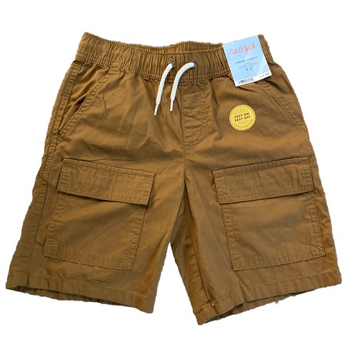 Cat & Jack Boys Brown Tan Cargo Shorts Medium (8) Pockets Flexible Drawstring