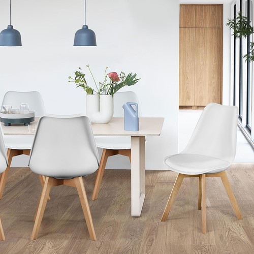 Sweetcrispy Dining Chairs Set of 4 Kitchen Room PU Leather Mid Century Modern... - Picture 2 of 7