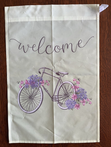 Vigor International Gartenflagge 12,5" x 18" Willkommen und Fahrrad - Bild 1 von 3
