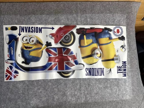 Minions Wall Decal Cartoon Removable Vinyl Sticker Great Britain Flag Moped USA - Picture 9 of 10