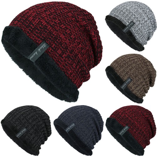 Woman Mans Beanie Hat Winter Warmer Knitted Wolly Slouch Caps Casual Baggy Hats▫ - Picture 3 of 42