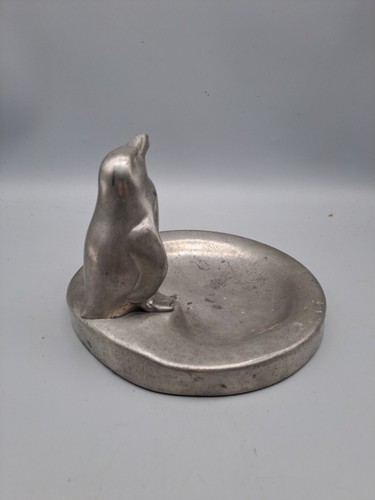 Antiker ASCHENBECHER ZAHLSCHALE MIT FIGUR Pinguin Sammler VICTORIA TIN H11cm L45 - Bild 3 von 12