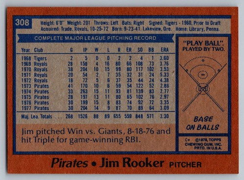 1978 TOPPS BASEBALL SINGLES #250-499. YOU PICK. NM - Picture 77 of 343