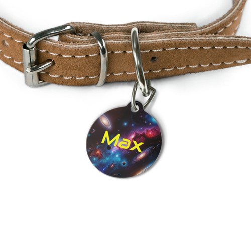 Space Pet Tag, Customized Dog ID, Galaxy Pet Name Tag, Personalized Pet ID - Picture 5 of 8