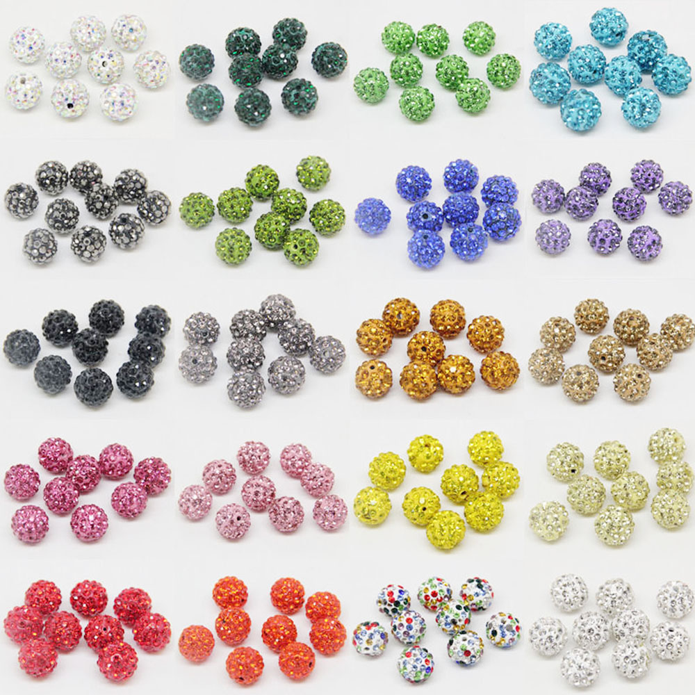 10Pcs Quality Czech Crystal Rhinestones Pave Clay Round Disco Ball Spacer Beads