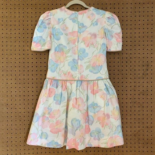 Vintage Floral Dress Pastel Drop Waist Spring Easter Girls 90s 80s Cottagecore - Picture 4 of 6