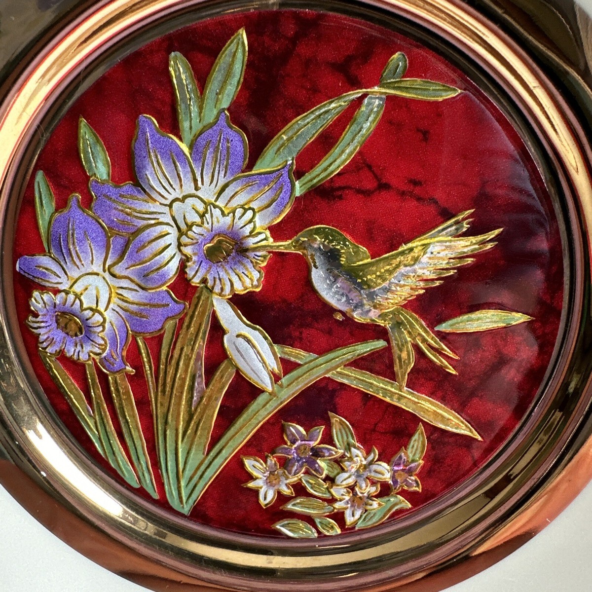工芸品 CHOKIN ART 24KT Chokin Art 24kt Gold Edged Plate Japan Pheasants Design