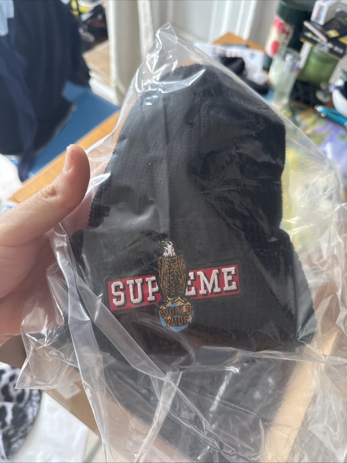 BONNET GAUFRÉ AIGLE SUPREME FW23 NOIR