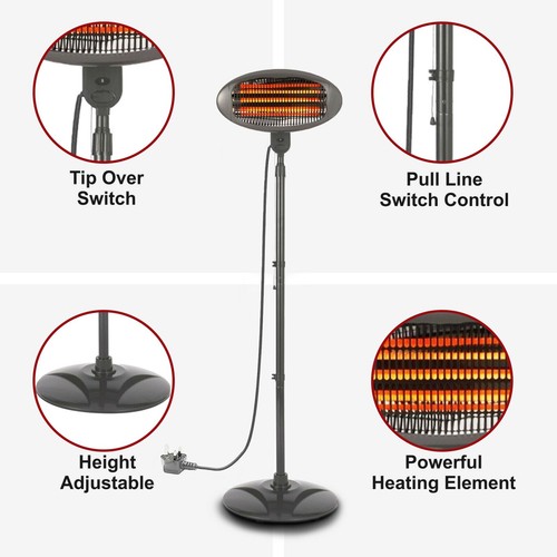 2KW Electric Patio Heater Free Standing Quartz Warmer Garden Outdoor Waterproof - Picture 12 of 13