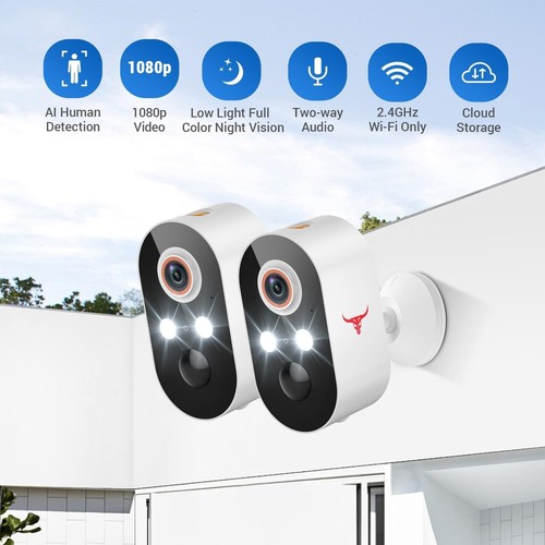 2 Pack Wireless Security Camera System Smart Night Vision Outdoor WiFi Cameras - Picture 21 of 24