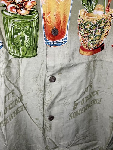 Vtg Y2K Big Dogs It’s Five O’ Clock Somewhere Rayon Hawaiian Button Up Shirt 2XL - Bild 8 von 11