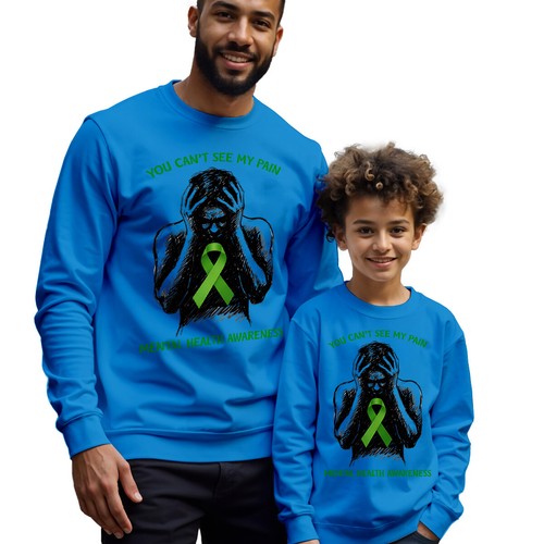 Mens Kids Green Ribbon Mental Health Awareness Sweatshirt Jumper Anxiety 2#MHA - Picture 26 of 29