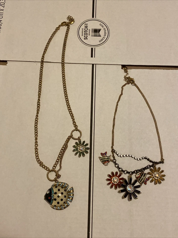 Raro Enorme Collar de Peces Náuticos Bajo el Mar Betsey Johnson De Colección 2 Piezas Foto 2 de 4