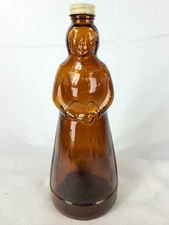 Vintage 1980's Amber Glass Mrs. Butterworth's 10" Pancake Syrup Bottle 24 oz.