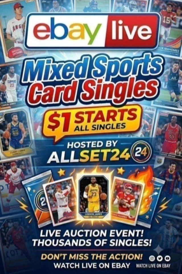 Mixed Sports Singles - $1 Starts w/Allset24 - Reduced Shipping
