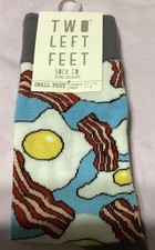 Two Left Feet Socks Women  s Bacon  Eggs Fun Novelty Size Small 5.5-9.5 - NWT