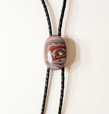 Corvette Agate Bolo Tie on Genuine Bolo leather cord #71