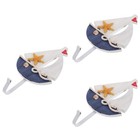 3pcs Clothes Hook Mediterranean Style Hook Sailboat Shape Wooden Hat Hat Hook