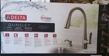 Delta Dunsley Single-Handle Deck Mount Pull-Down Kitchen Faucet w/Spotshield