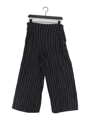 Wilfred Damen Hose L schwarz gestreift Viskose mit Viskose, Seide weites Bein Chino