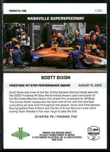 Parkside Indycar Pronto #136 Scott Dixon/320 2025 - Imagen 2 de 2