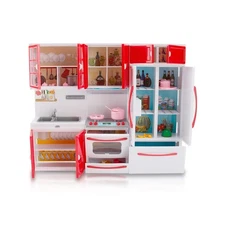 Gourmet Red Doll Modern Kitchen Mini Toy Playset with Lights and So... Fast Ship