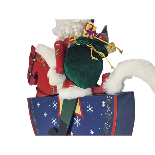 Cascanueces Papá Noel en mecedora equitación regalos pintura Navidad decoración navideña 19" - Imagen 12 de 20