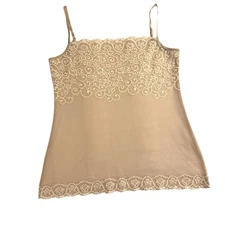 Commando Nude Tulip Lace Mesh Camisole Layering Top EUC Size M / L