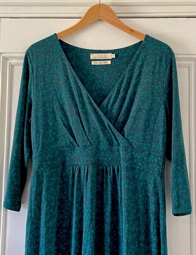 Seasalt The Lake II Women’s Teal & Green Leaf Print Crossover Midi Dress UK 14 - Picture 3 of 13