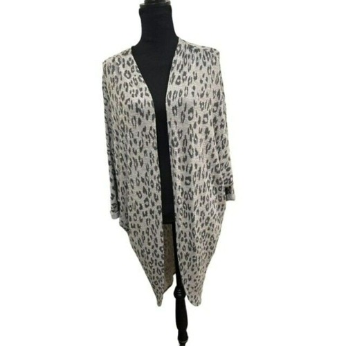 Jodifl Damen Pullover Strickjacke Größe S grau Leopardenmuster lang offen Stretch