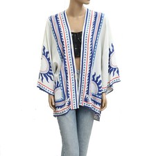 Farm Rio Anthropologie Sun-Printed Scarf Cover Up Top Cotton White U NWD 281903
