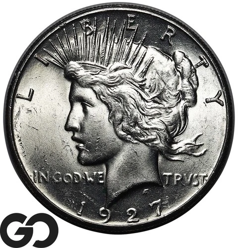 1927 Peace Dollar, Lustrous White Choice BU++