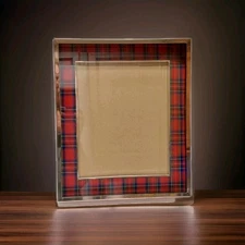 Irish Plaid Gold Tone Shadow Box Picture Frame 13.5 x 11.5(Photo Size 9.5 x 7.5)