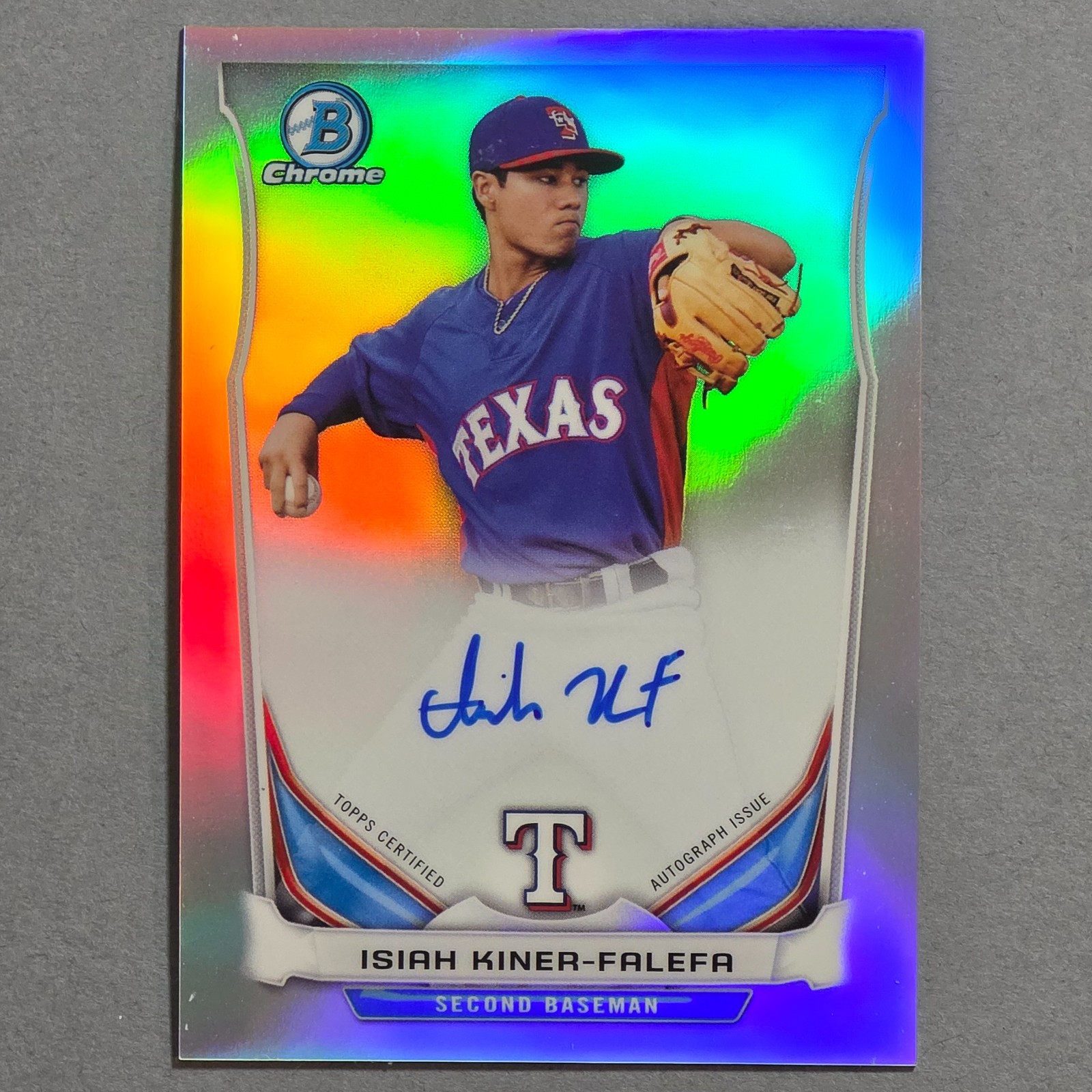 2014 Bowman Chrome Prospects RC Auto Refractor - Isiah Kiner-Falefa #d/500
