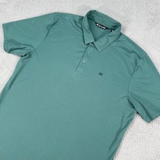 Travis Mathew Shirt Mens 2XL XXL Green Teal Polo Golf Performance Stretch