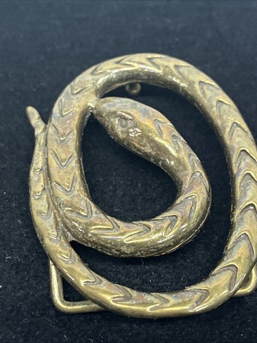 Vintage 70’s Solid Brass Snake Signed Oden Belt Buckle Original - Picture 4 of 11