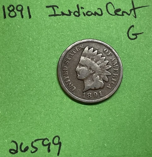 1891 Indian Head Cent / Penny 1c GD Good