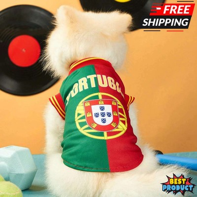 Pets World Cup 2026 Jersey Shirt Striped Ribbed Trim Breathable Dog & Cat Jersey