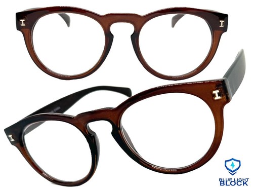 Classy Elegant Vintage Retro READING EYE GLASSES READERS Round Brown Frame +2.00 - Picture 2 of 6