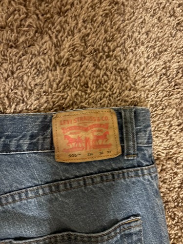 Jeans Levi's 505 regular 12 husky W 32 x L 27 blu medio denim rosso tasche linguetta - Foto 3 di 4