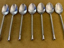 Set Of 7 SOUP SPOONS Pier 1 Imports PII17 18/8 Stainless Twist China