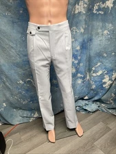 Vintage 1980s Men’s Light Blue Dress Golf Slacks Double Pleat 34X33 Jaymar