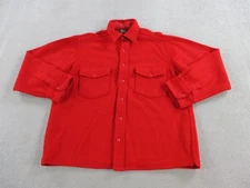 Vintage Woolrich Shirt Mens Large Red Wool 40s 50s Button Up Two Pocket Shacket