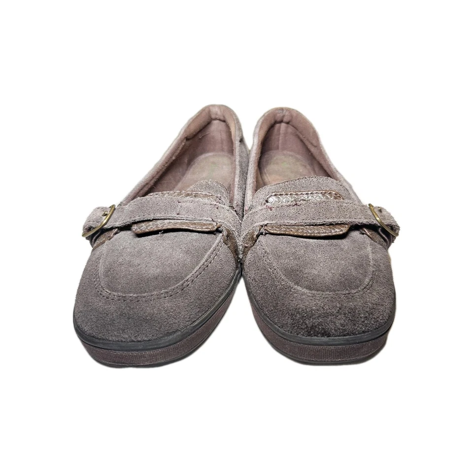 Zapatos mocasines Grasshoppers Cerise marrón gamuza cuña sin cordones para mujer talla 8 Foto 3 de 4