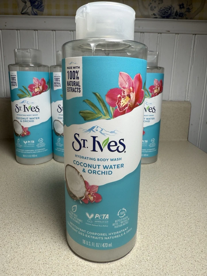NUEVO Lote de 4 Jabón Corporal Líquido Hidratante St Ives Agua de Coco y Orquídea 16 Fl Oz Foto 2 de 4