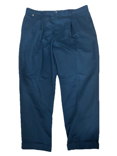 Dockers Khakis Men's 42x32 Blue Pleated loose Fit No Wrinkles, cuffed - NWOT - Picture 3 of 9
