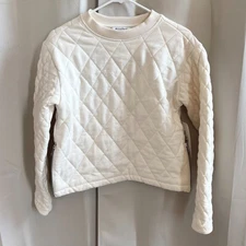 Athleta Retroplush Quilted Sweatshirt Womens XXS Oversized Ivory Preppy 18924x