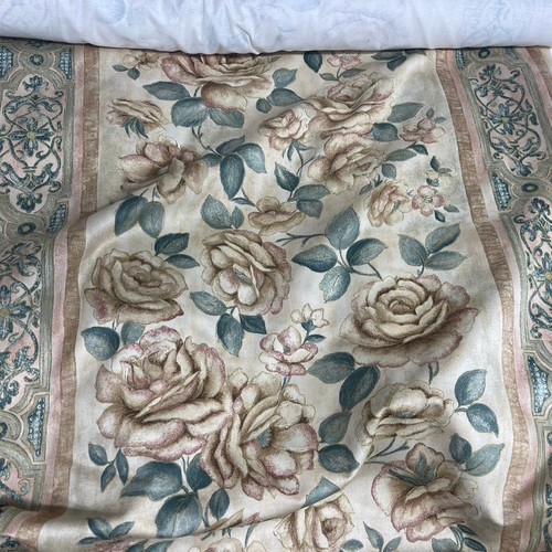 5m Peach Roses Floral Cotton Fabric Curtain Bed Duvet Camper Van Blinds Sofa 54" - Picture 8 of 11