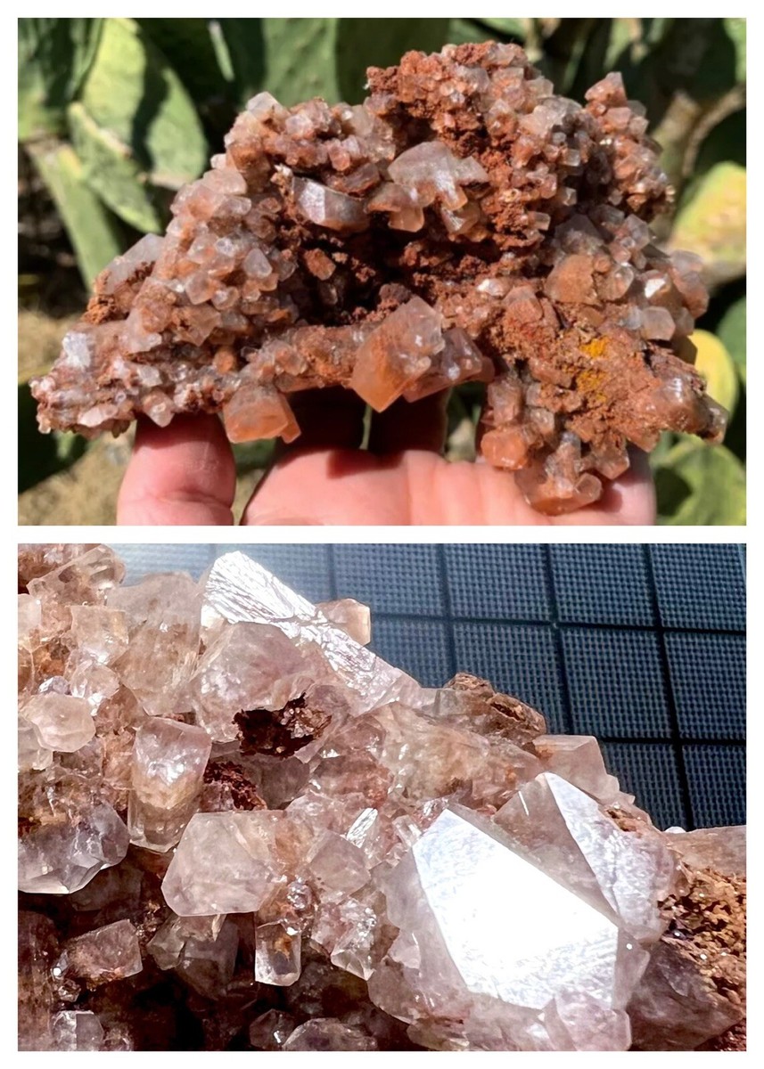 RED CALCITE HEMATITE INCLUDED Natural Crystal Cluster Mineral