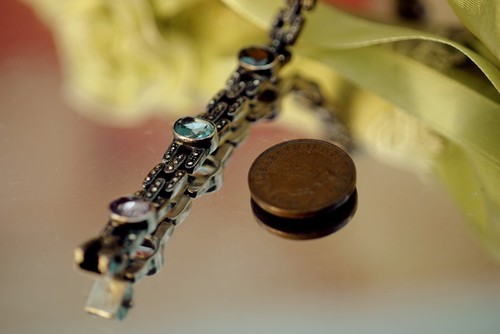Vintage Sterling Silver 925 Bracelet Marcasite Amethyst/Crystal Stones 25.04g - Picture 10 of 10